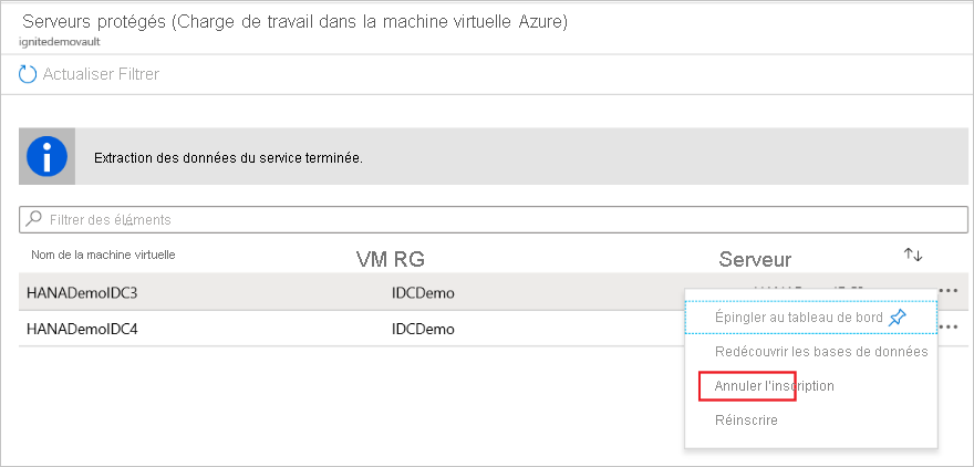 Sélectionnez désinscrire