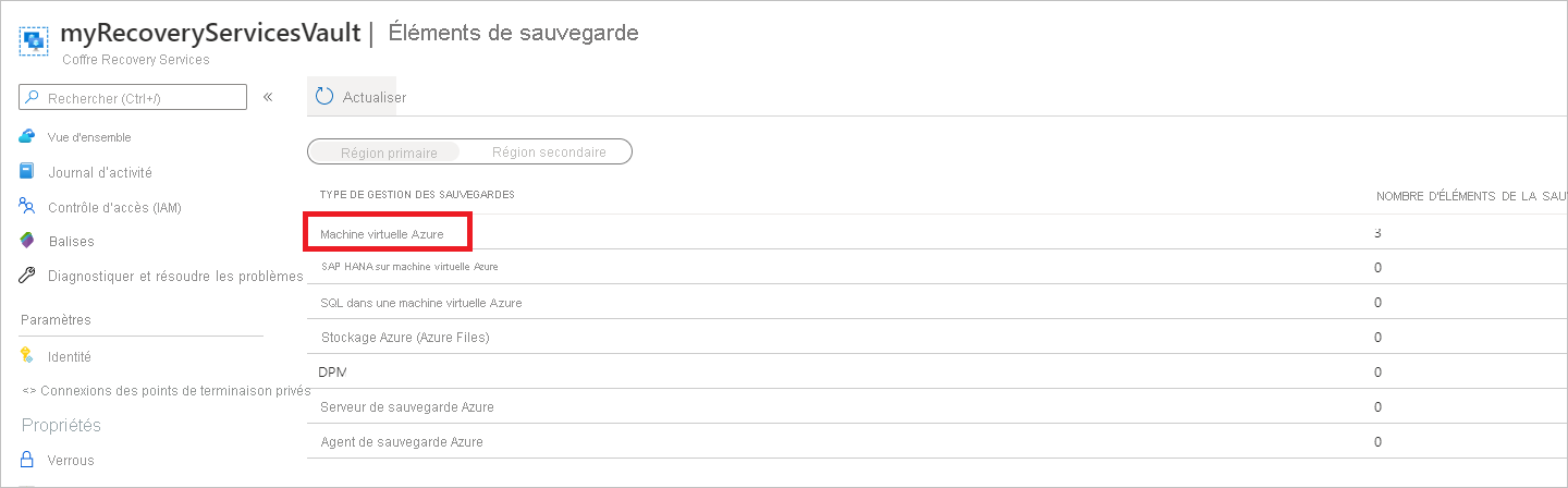 Capture d’écran montrant la liste des machines virtuelles.