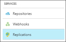 Option Réplications du registre de conteneurs dans le portail Azure