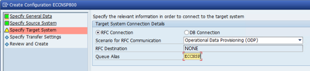 Capture d’écran de la boîte de dialogue de configuration SAP SLT.