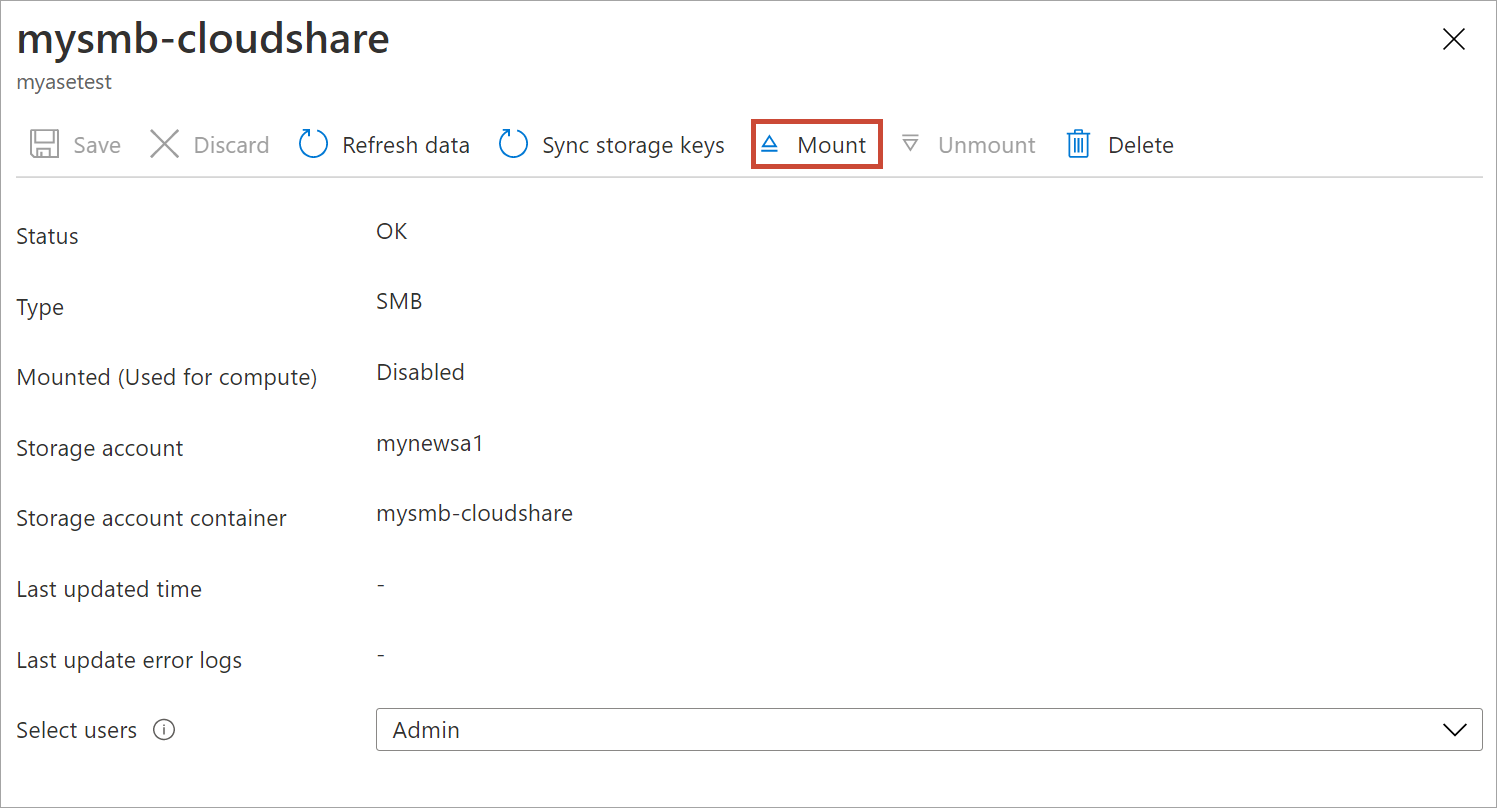 Capture d’écran de sélection de l’option de montage dans la barre de commandes.