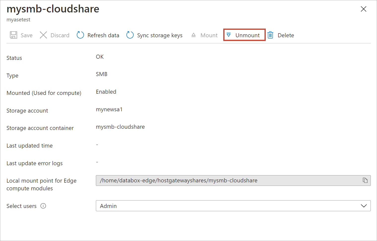 Capture d’écran de sélection de l’option de démontage dans la barre de commandes.