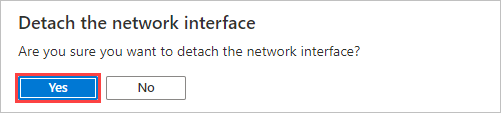 Capture d’écran de la notification vous invitant à confirmer que vous souhaitez détacher une interface réseau d’une machine virtuelle.