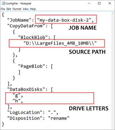 Capture d'écran illustrant les contenus de l'échantillon de fichier config.