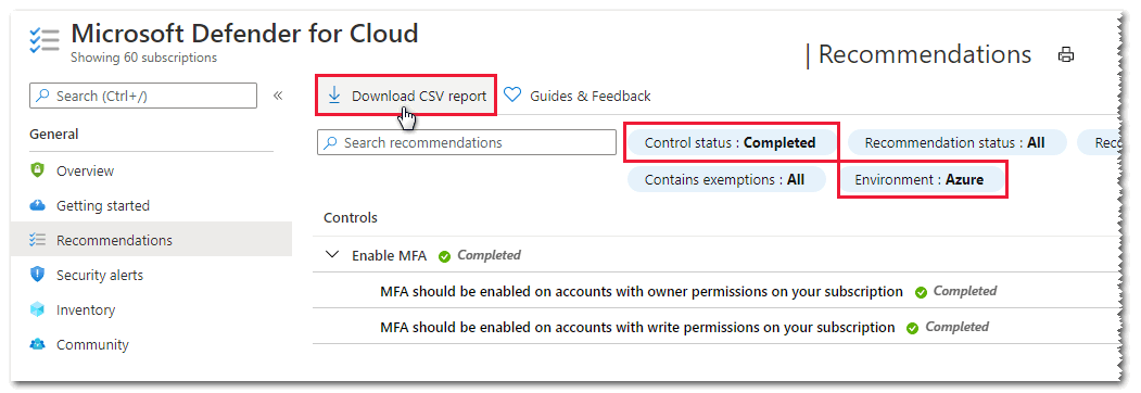 Exportation de recommandations filtrées vers un fichier CSV.