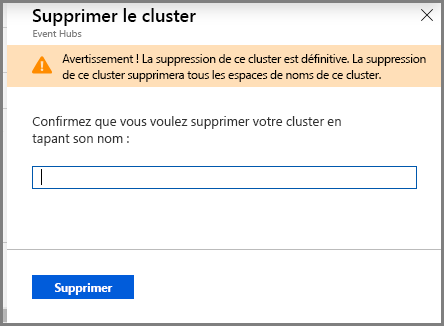 Page Supprimer un cluster