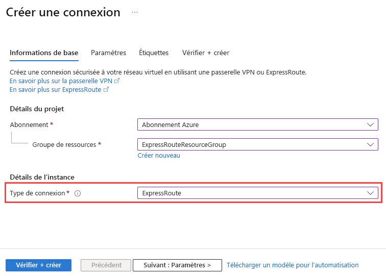 Page Informations de base