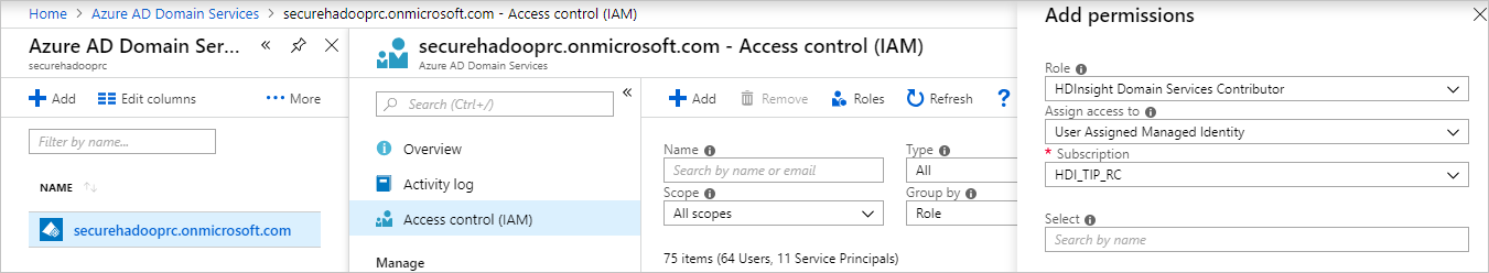 Contrôle d’accès Microsoft Entra Domain Services.