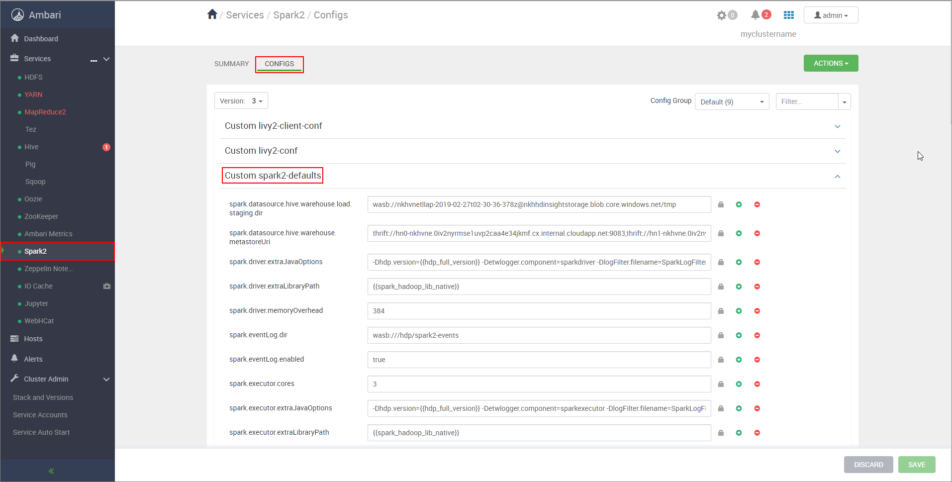 Configuration Apache Ambari Spark2.