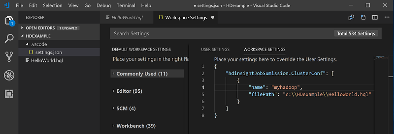 Définissez une configuration de cluster par défaut.