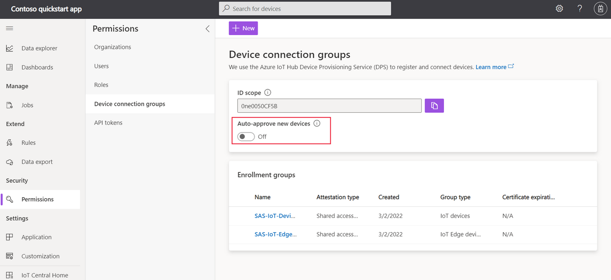 Capture d’écran montrant une application avec l’option d’approbation automatique désactivée.