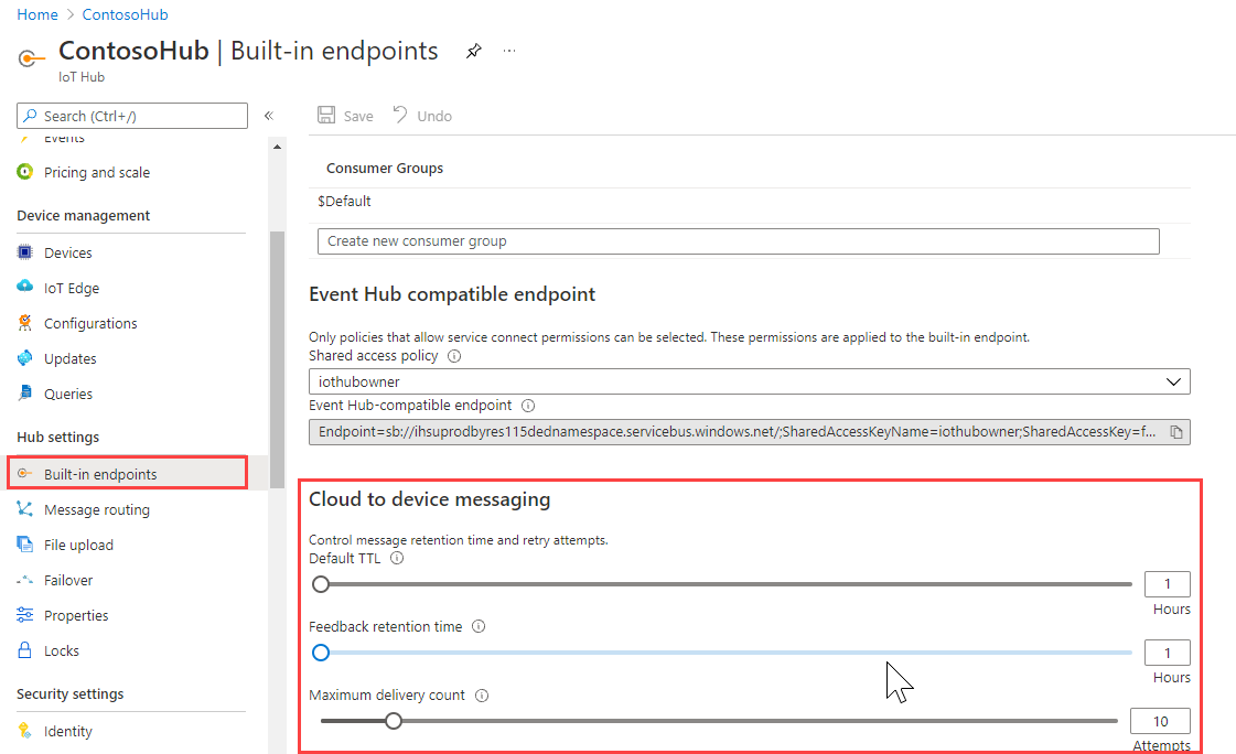 Définir les options de configuration pour la messagerie cloud-à-appareil dans le portail