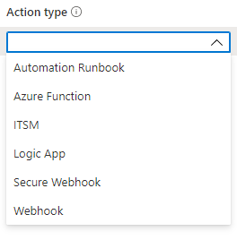 Capture d’écran montrant les types d’action disponibles dans le volet Actions.