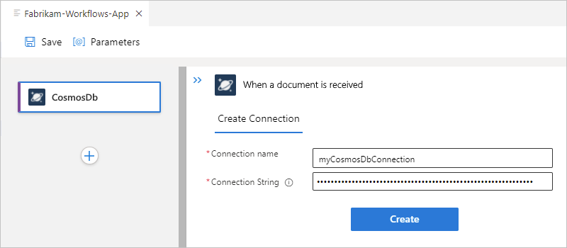 Capture d’écran montrant le volet de connexion lors de l’utilisation du connecteur pour la première fois.