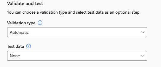 Capture d’écran montrant comment sélectionner les données de validation et les données de test dans le studio.