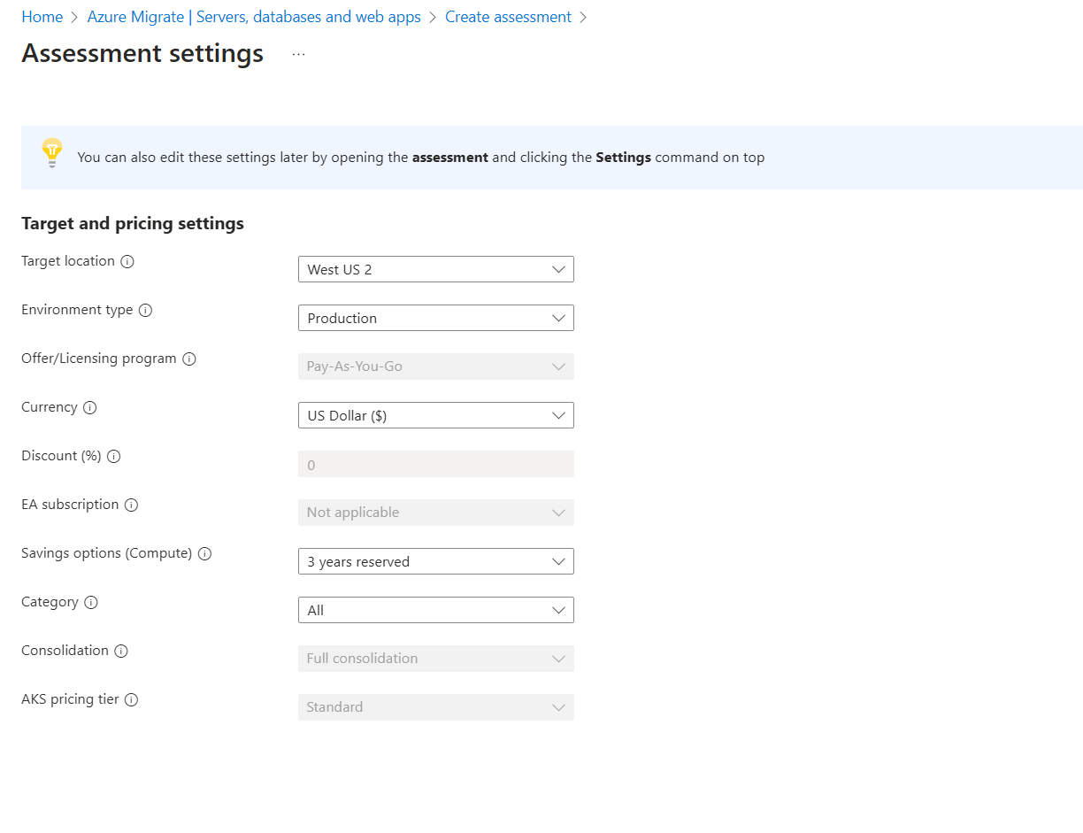 Capture d’écran de la modification des paramètres cibles pour l’évaluation d’applications web.