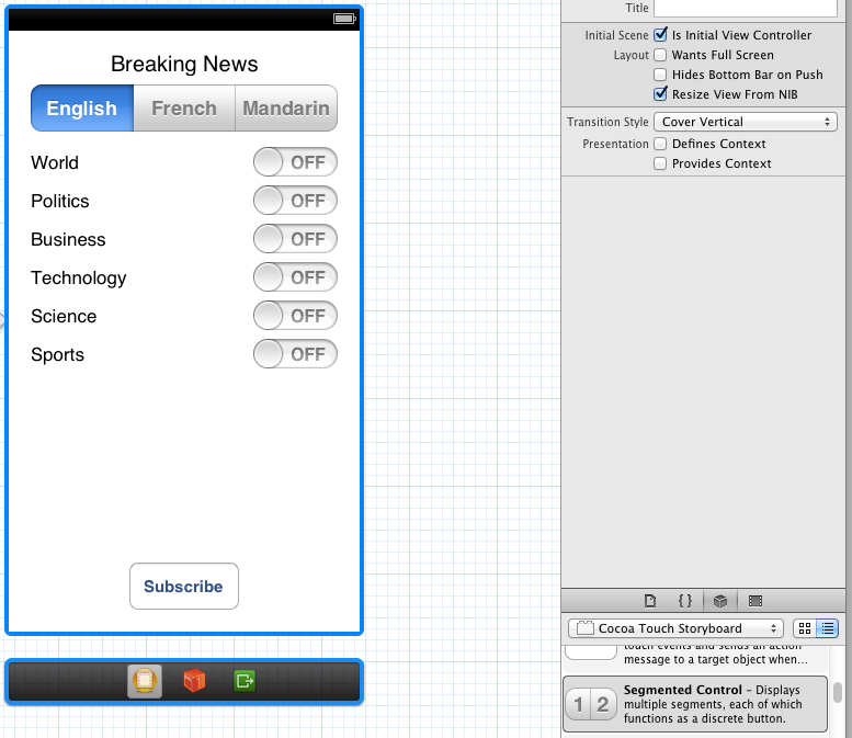 Création de la table de montage séquentiel de l’interface utilisateur iOS