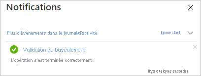 Notification de la réussite de la validation