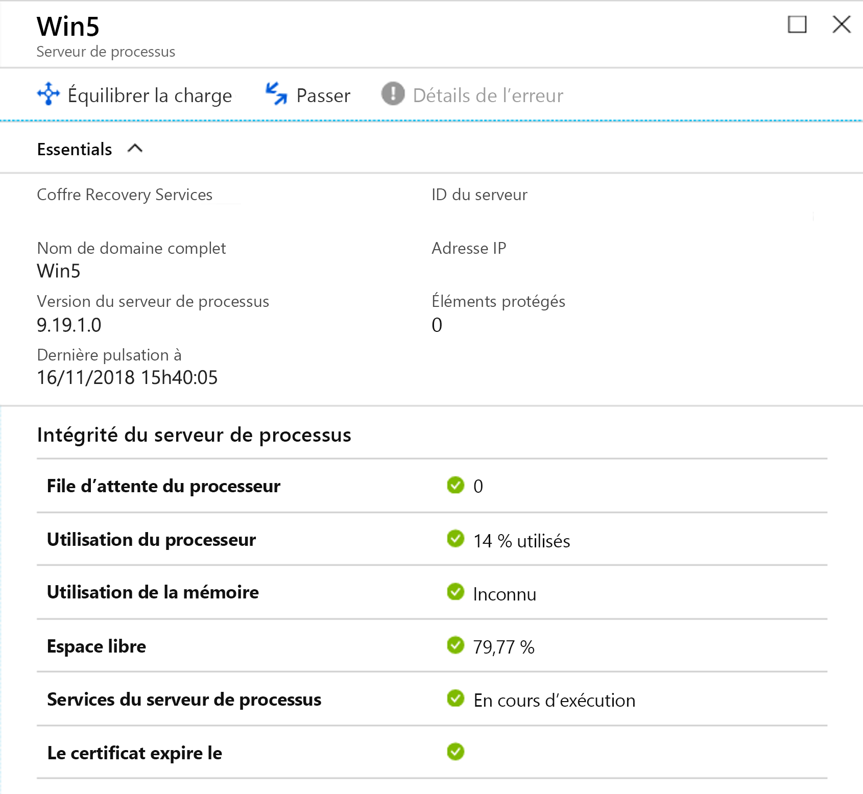 Capture d’écran montrant un serveur de traitement dont vous pouvez équilibrer la charge du trafic.