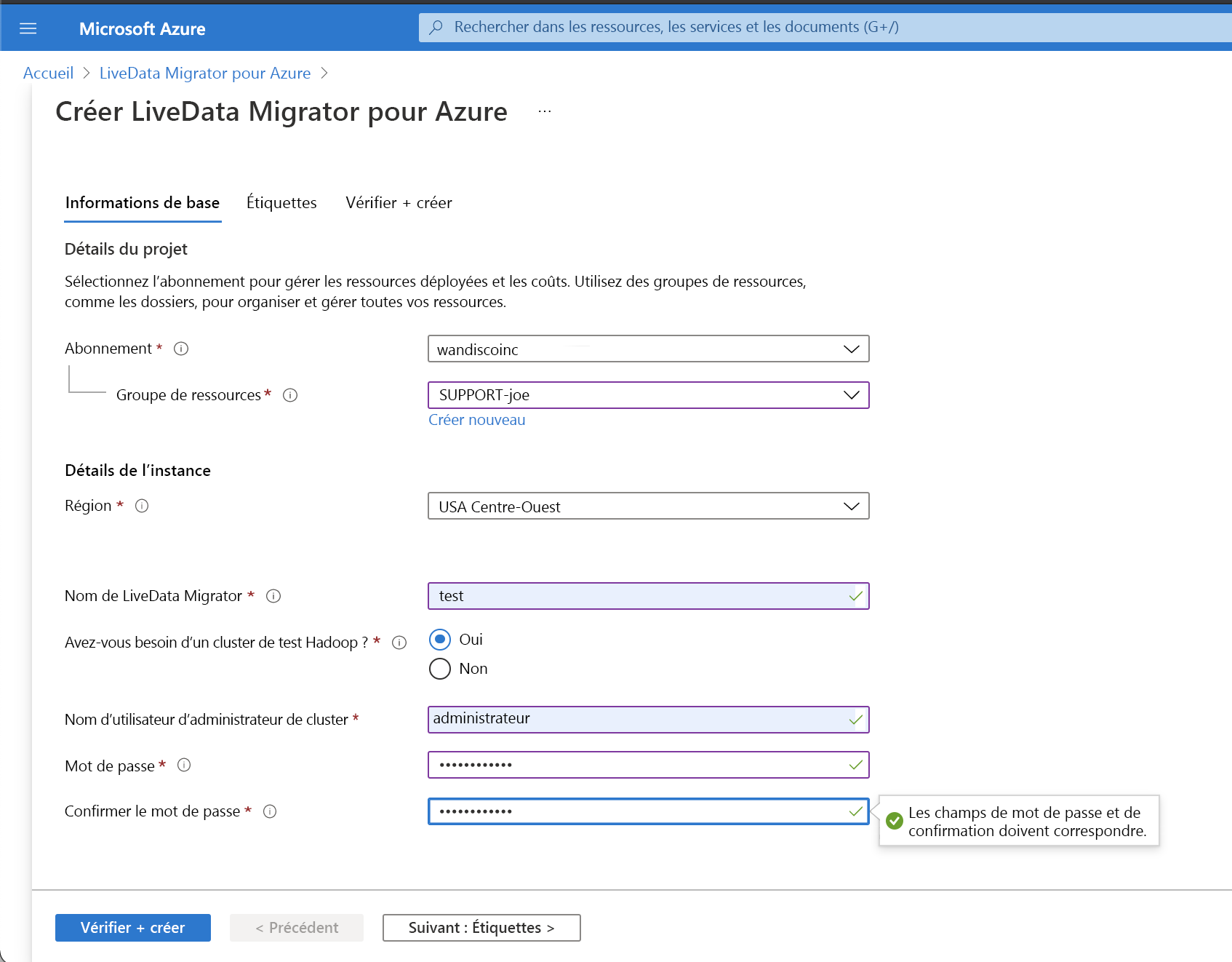 Création d’une instance LiveData Migrator