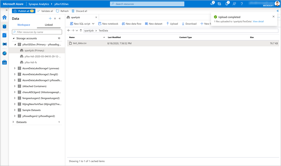 Capture d’écran montrant les sélections pour le chargement de données