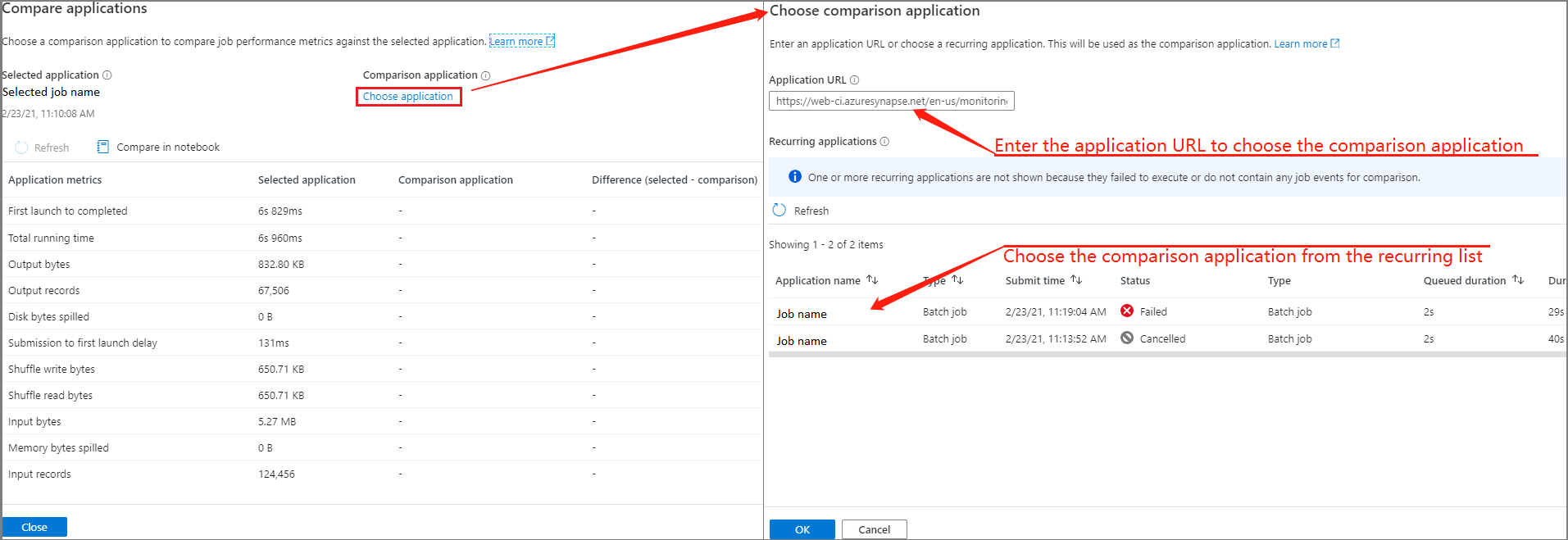 Capture d’écran de choisir une application de comparaison.