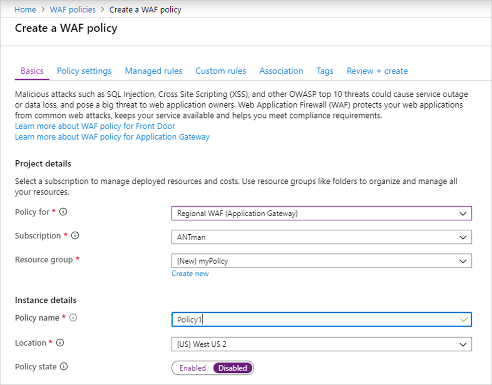 Concepts de base de stratégie WAF