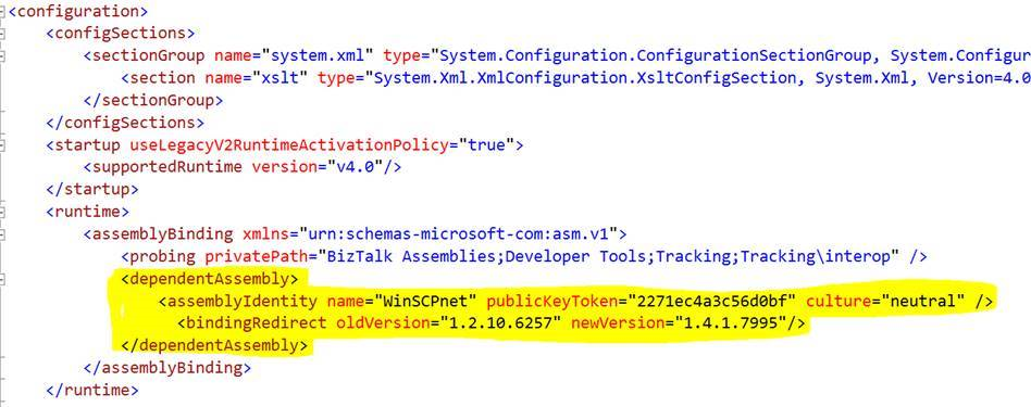 Redirection d’assembly dans le fichier de configuration.