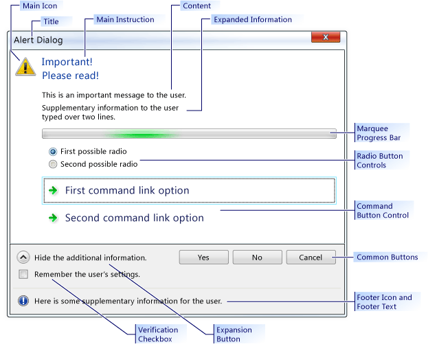 Exemple de CTaskDialog.