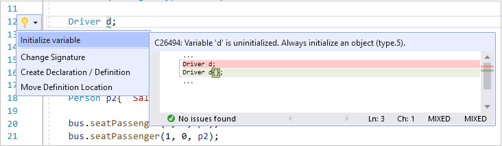 Capture d’écran de la fenêtre contextuelle d’une variable non initialisée.