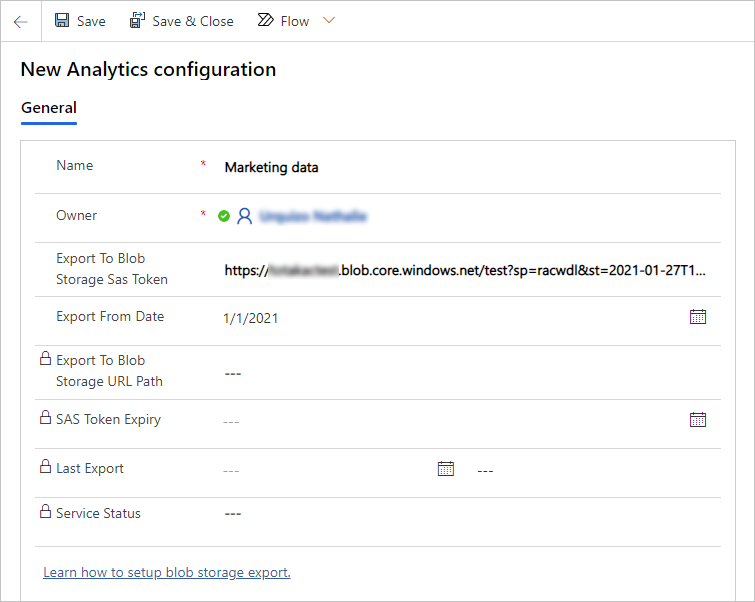 Nouvelle configuration d’analyse marketing.