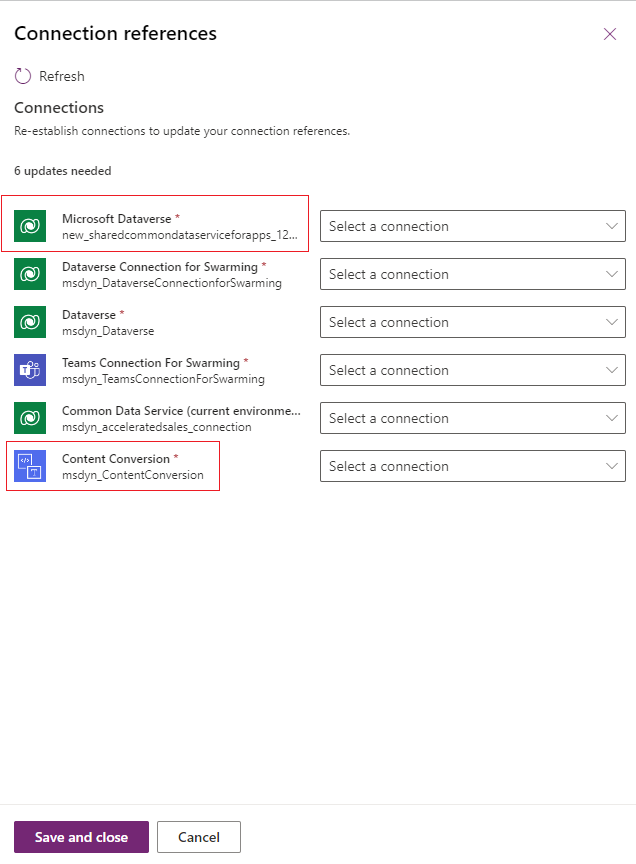 Page Références de connexion