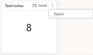 Capture d’écran montrant la commande Exporter dans une vignette de statistiques.