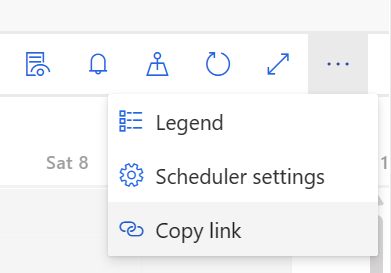 Capture d’écran de l’option Copier le lien sur le tableau de planification.