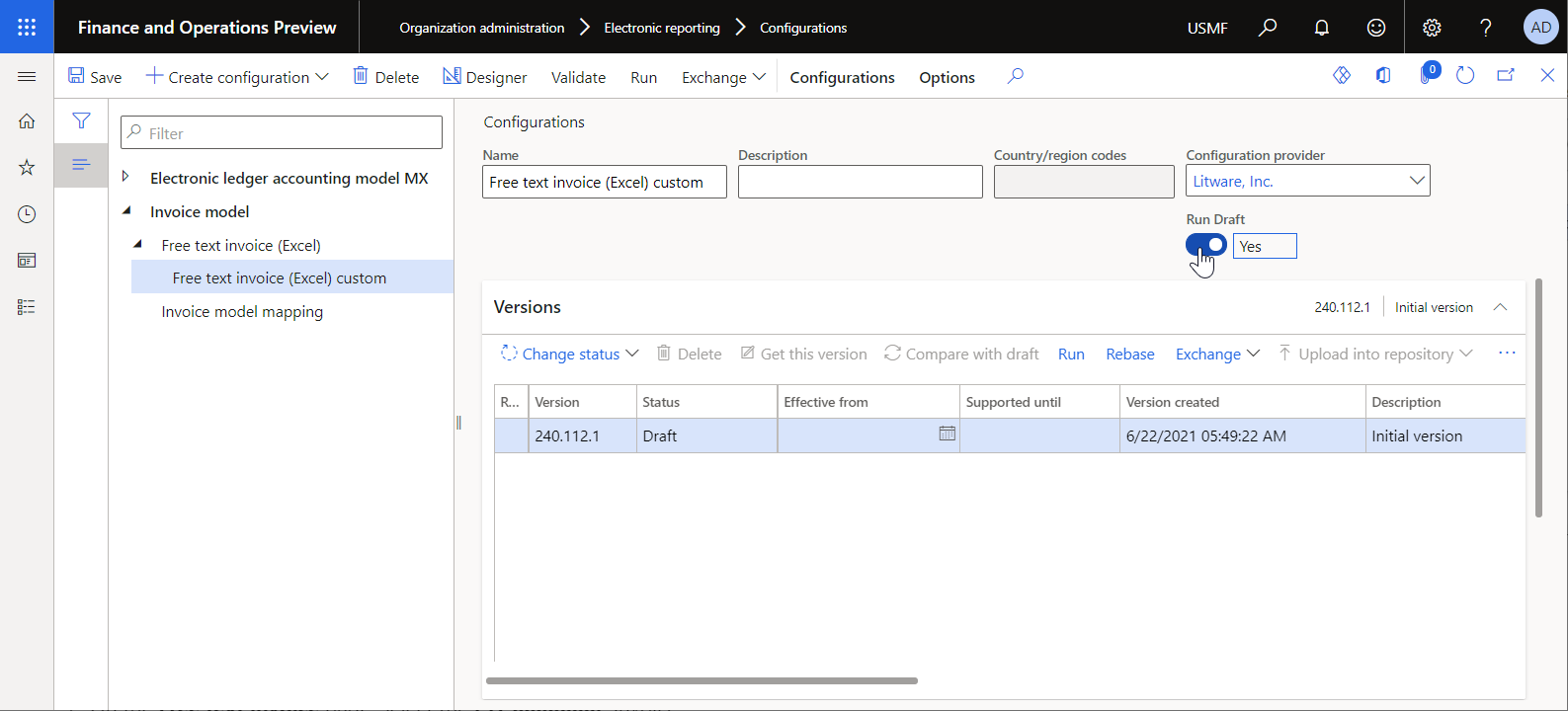 Marquer le format personnalisé comme exécutable sur la page Configurations.