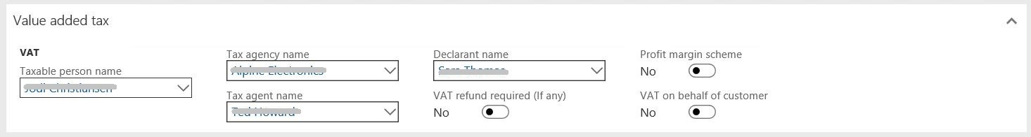 Raccourci Taxe sur la valeur ajoutée sur la page Entités juridiques.