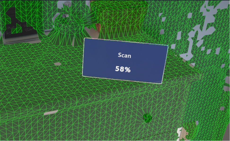 Pourcentage d’analyse affiché pendant l’analyse d’ancre activé HoloLens