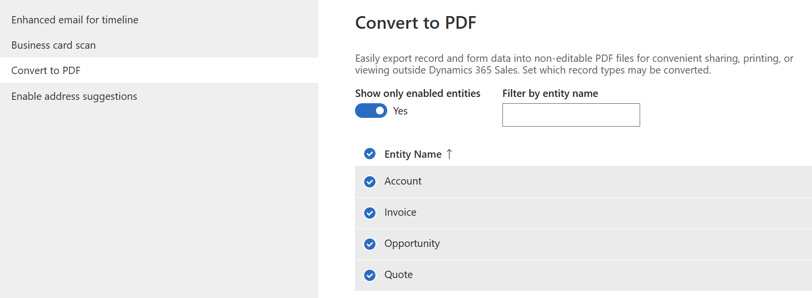 Capture d’écran de la page Convertir en PDF