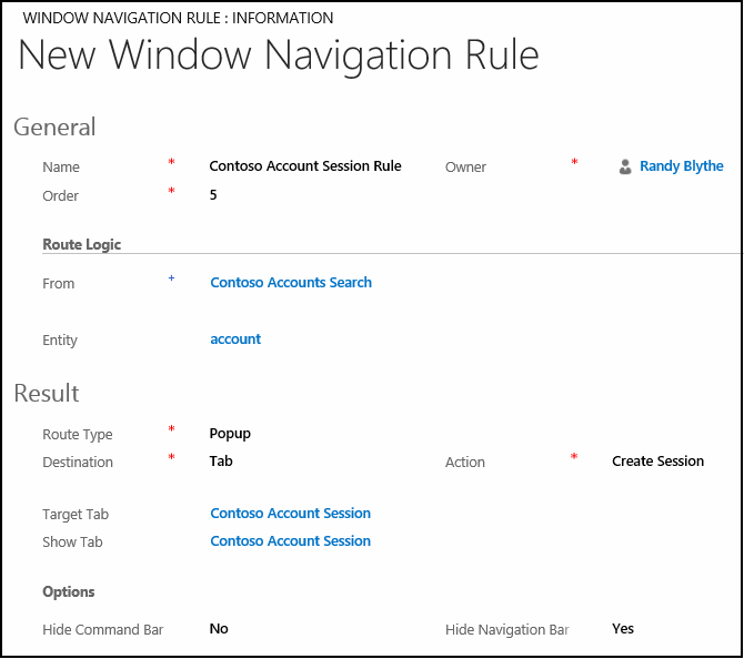 Créer une règle de navigation dans la fenêtre.