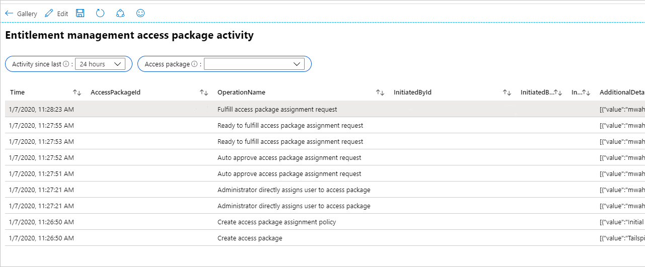 Visualiser les événements du package d’accès.