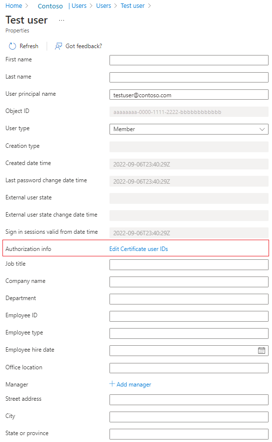 Capture d’écran des ID des utilisateurs du certificat.