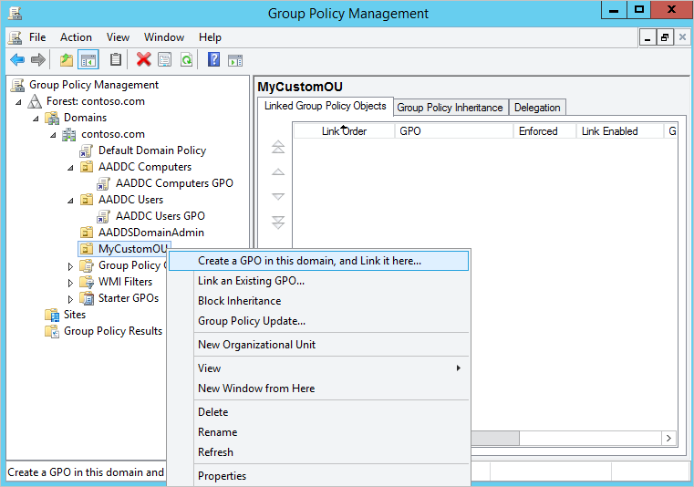 Créer un objet de stratégie de groupe personnalisé dans la console de gestion des stratégies de groupe