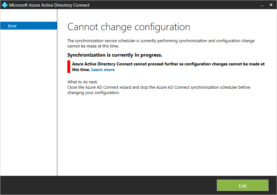 Capture d’écran montrant Impossible de modifier le message d’erreur de configuration.