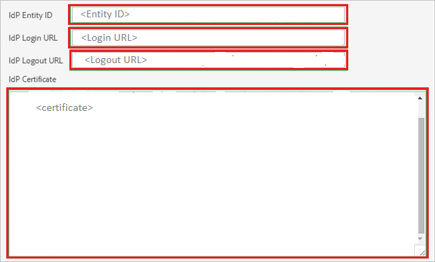 Screenshot of SAML Settings.