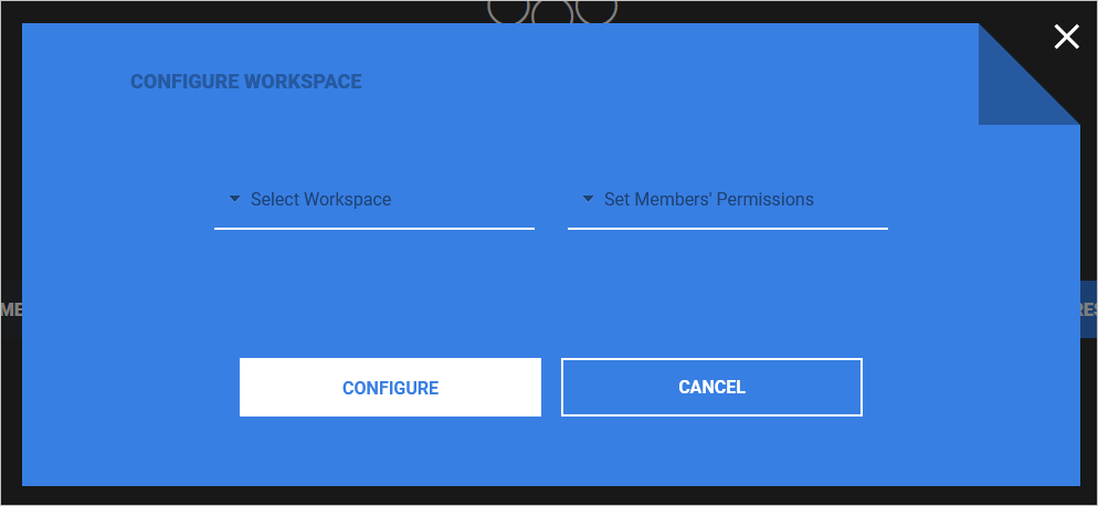 Capture d’écran de la sélection d’une configuration d’espace de travail.