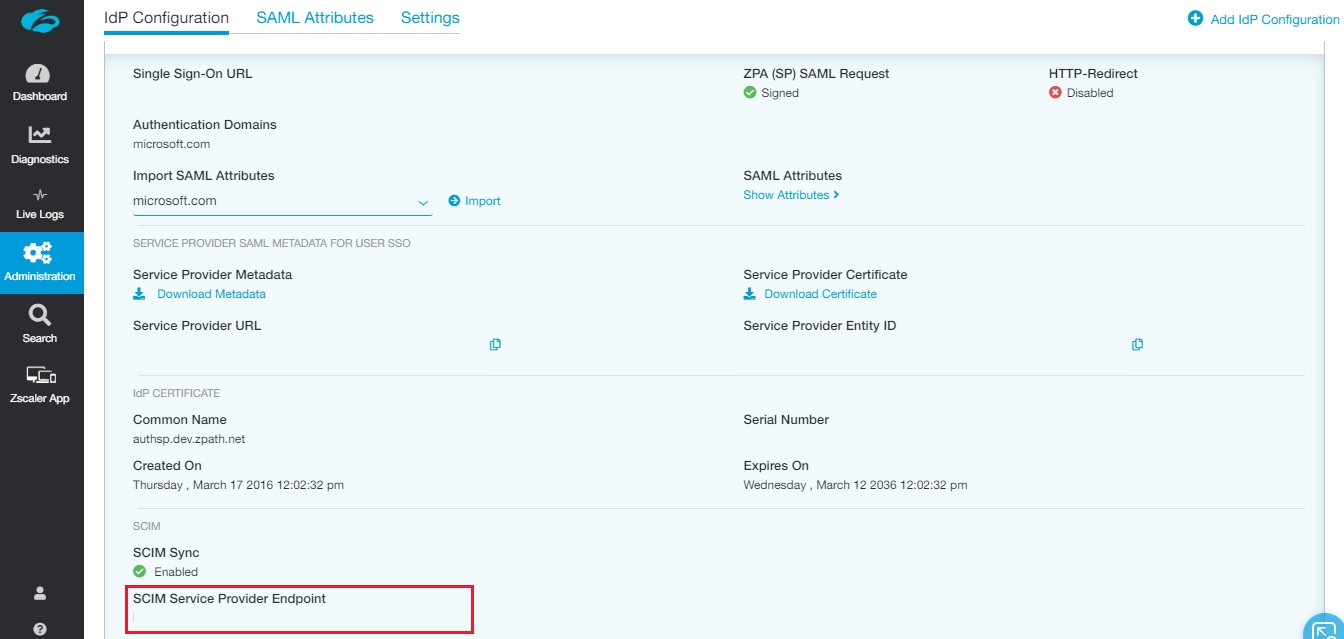 Zscaler Private Access (ZPA) – URL SCIM