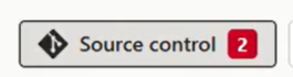 Capture d’écran de l’icône de contrôle de code source avec le chiffre 2 indiquant qu’il y a deux modifications à valider.