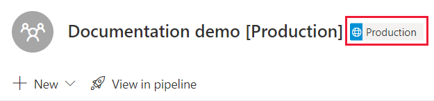 Capture d’écran de la balise de production dans un espace de travail de pipeline de production.