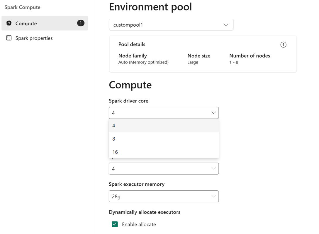 Capture d’écran montrant où sélectionner le nombre de cœurs dans la section Calcul de l’environnement.