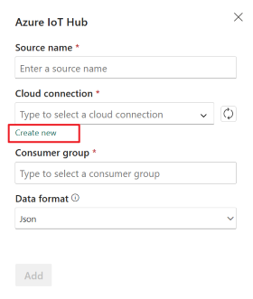 Capture d'écran montrant où créer une nouvelle connexion cloud.